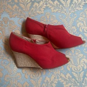 Christian Louboutin red wedge espadrilles